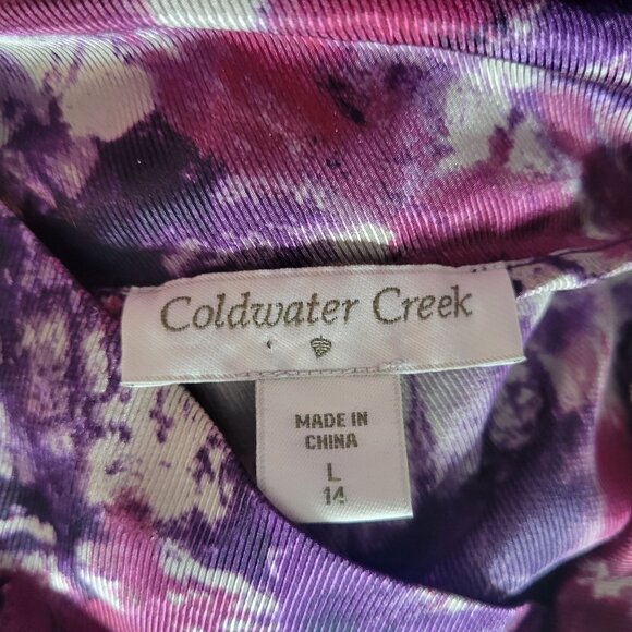 Coldwater Creek Sleeveless Cowl Neck Top Womens L 14 Purple/Pink Abstract Patter - Picture 3 of 4